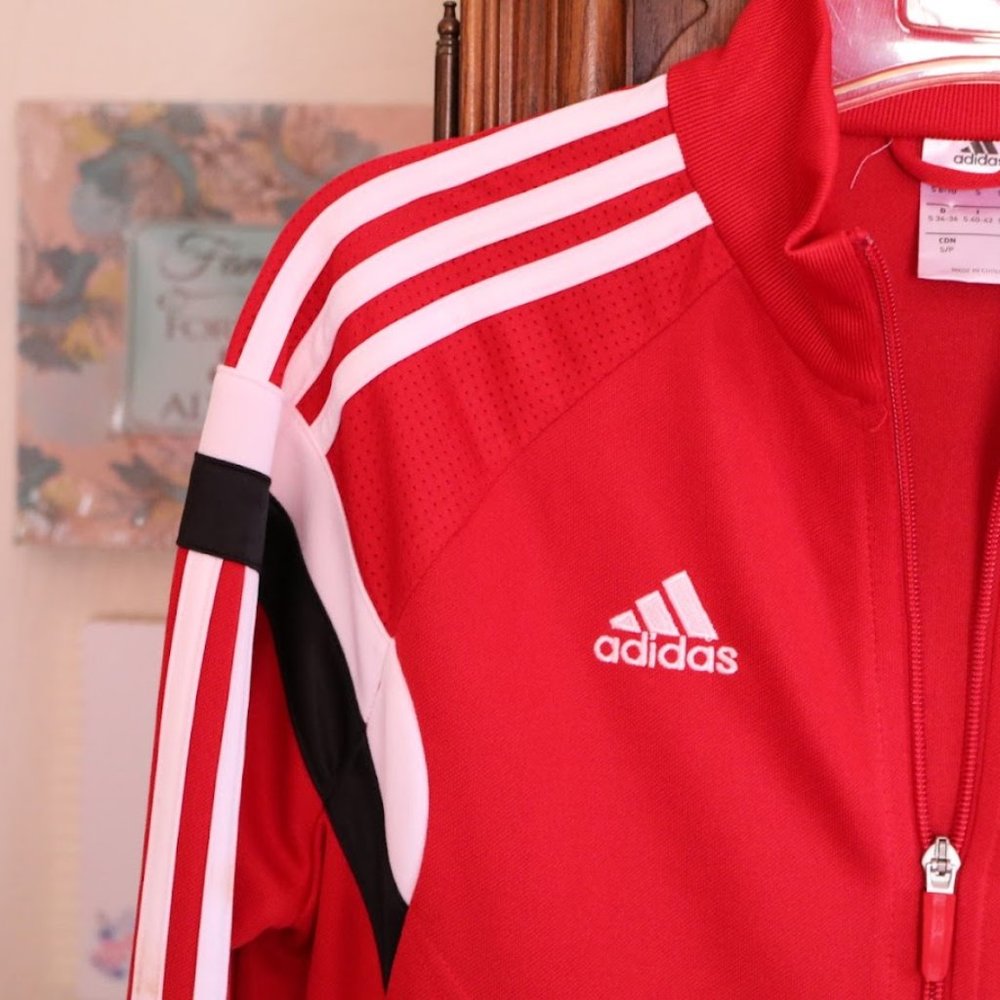RELIST - Adidas 3 Stripes Soccer Tiro Track Jacket CVU Red/White 3-stripes - S - Picture 6 of 16